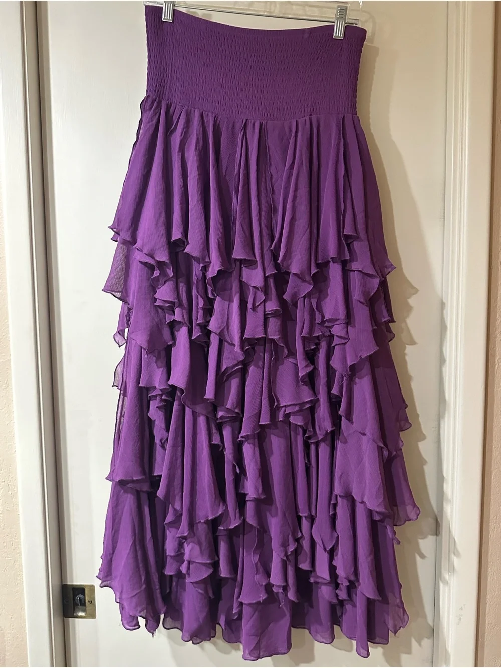 Lapis Purple Tiered Ruffle Maxi Skirt